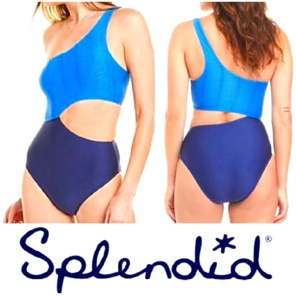 Splendid Asymmetrical One-Piece Navy One Shoulder